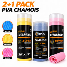 Shammy Car Drying Towel 3Pack 2x PVA 26x17 + 17x13 Chamois Cloth Super Absorbent picture