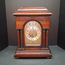 ANTIQUE GERMAN JUNGHANS WESTMINSTER CHIME MANTEL CLOCK WITH INLAYED CASE picture