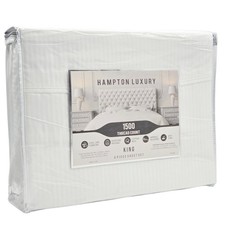 Hampton Luxury King Size 4pc White Sheet Set 1500 Thread Count Cotton Blend picture