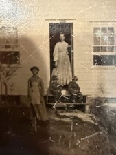 Antique 1870s Tintype Family Outside House Home Rural Americana Photo 3 x 4” picture