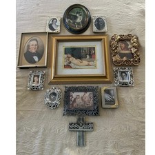 Vintage lot 12 gallery accent wall art pictures set ornate gold framed portraits picture