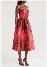 NWT Julia Jordan JJ40565 Floral Fit & Flare Midi Dress SZ 4 Red Marilyn picture