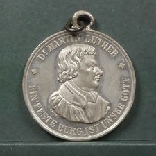 Martin Luther Medal 1883 400th Birthday Pewter White Metal 33.66mm picture