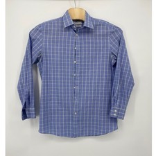Charles Tyrwhitt Dress Shirt Mens 16.5/35 Blue Check Excellent Extra Slim Fit picture