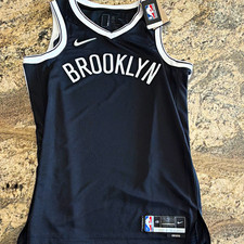 Nike Brooklyn Nets NBA Black Icon Edition Swingman Jersey Size 48 75th Patch picture