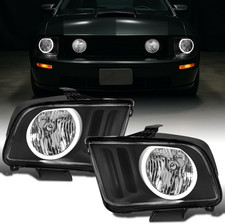 - Fits 2005-2009 Ford Mustang LED Halo Rim Halogen Headlights Assembly Pair | Bl picture