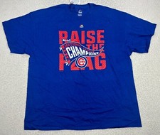 Majestic Chicago Cubs MLB Baseball  Logo T Shirt Size 2XL 2016 Champions Blue picture