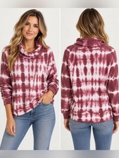 Pilcro by Anthropologie Tie Dye Cowl Neck Waffle Knit Thermal Sweater S picture