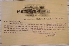 1899 Proctor-Raymond Mfg Co Billhead Receipt Letter Buffalo NY 5000 Steel Gongs picture
