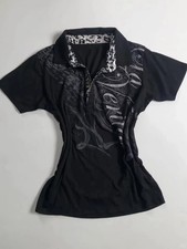Womens Gothic Graphic Shirt S-XL Black Cotton Polyester Y2K Grunge Top picture
