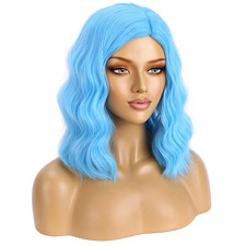 Blonde Brown 14'' Wigs for Women Girls Short Curly Wavy Wig 35 Cm Side Part Shou picture