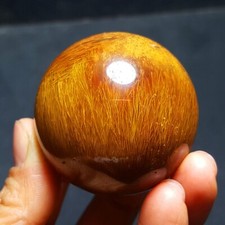 164g Natural polished Golden Hair agate BALL Madagascar 51A97+ picture