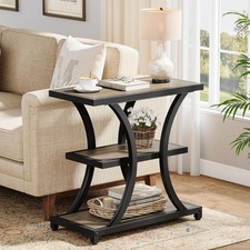 3-Tier End Table, Industrial Narrow Side Sofa Table for Living Room,Small Spaces picture