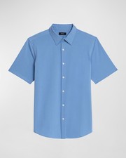 Theory Irving Button-Up Spread Collar Shirt Men's XXL Powder Blue Short Sleeve picture