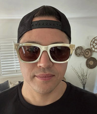 Jacques Marie Mage DEALAN Sunglasses 49 口 22 Cream Marble Acetate Frame Brown picture