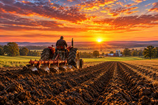 1950s Vintage Tractor Plow Freshly Tilled Field POSTER Farm Ranch Wall Art picture