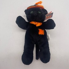 VTG 1998 Fiesta Cuddle Black Cat Meows Halloween Plush Stuffed Animal 11