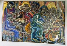 Melvin Clark (1944-) African American Artist Color Woodcut Signed 1993 picture