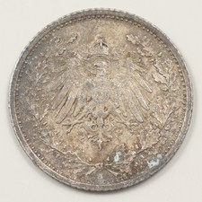 Germany 1915-A William II 1/2 Mark Silver P151531 picture