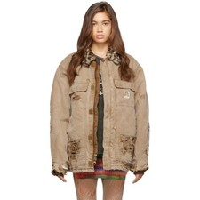 NWT ~ R13 x Carhartt Tan Vintage Arctic Quilt Lined Jacket in Khaki Size M picture