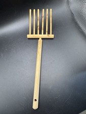 Vintage Wooden Pasta Rake Spaghetti Server Fork Stirring Spoon Kitchen Utensil picture