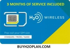 3-MONTH H2O Wireless SIM Card with $20 Month Plan 10GB Fast Data/Month picture