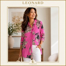 Leonard Fashion Paris Wool Silk Blouse Pink Floral Print Sz 42 (US 8/10) picture