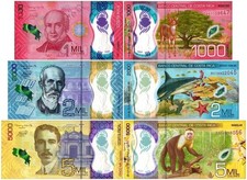 Costa Rica 1000-5000 Colones 3 Pieces Set, 2018-2019, P-280-282, UNC, Polymer picture