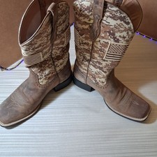 Ariat Sport Patriot Western Boots Men Square Toe Brown Camo Flag USA picture