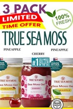 Combo 3 Pack - True SeaMoss Gel-  (1) Cherry and (2) Pineapple  16 oz Jars picture