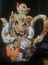 FITZ AND FLOYD VINTAGE 1995 HALLOWEEN HARVEST TEAPOT, EUC picture