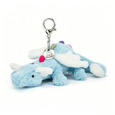 Sky Dragon Bag Charm Baby Blue WSky Dragon Baith White Wings Soft Plush Keychain picture