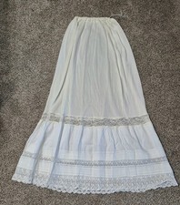 Antique Edwardian White Batiste Cotton Tiered Lace Cutwork Petticoat Skirt Slip picture