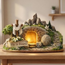 Empty Tomb Resurrection Scene – He Is Risen Christian Easter Display picture