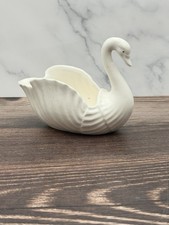Vintage White Swan Trinket Dish Figurine by Napco Japan 4.25