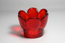 Viking MCM Glass Red Amberina 6 Petal Candle Holder Pebble Texture w /Sticker picture