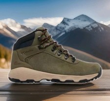 COLUMBIA NEWTON WANDER HIKING BOOTS SUEDE WATERPROOF MEN 12 45 MOSS GREEN BM5718 picture