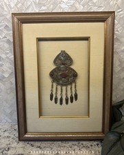 Vintage Framed Afghan Turkman Tribal Pendant Wall Art Carnelian Jewelry Dubai picture