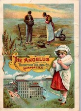 1880s Thompson Milling Co Lockport, NY Angelus Girl River Family Field Sunset picture