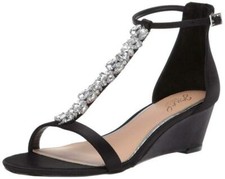 Jewel Badgley Mischka Women's DARRELL Sandal, black, Black Satin, Size 8.0 picture