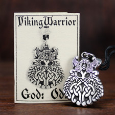 Pewter Odin Pendant Viking Necklace - Norse Warrior Asatru Rune Jewelry picture