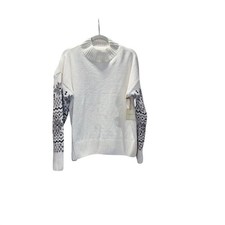 Christian Siriano New York Womens White Fair Isle Sleeve Mock Neck Sweater Large picture