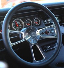 350mm Universal Polished Steering Wheel Ford Chevy Muscle C10 Half Wrap Hot Rod picture