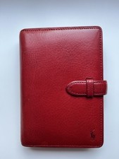Vintage Ralph Lauren Agenda Wallet Planner Full Grain Leather Red Filofax Pocket picture