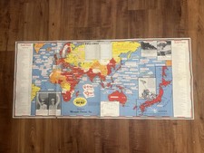 VINTAGE 1945 Dated Events World War Map 28th Edition Stanley Turner RARE WWII picture
