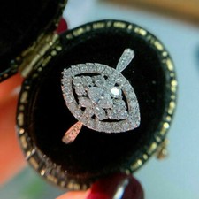 Spectacular Halo Engagement Wedding Ring 14K White Gold 2. Ct Simulated Diamond picture