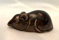 Antique ALBANY SLIP GLAZE STONEWARE MOUSE Brown Figure picture