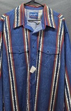 Wrangler Men’s Blue Striped Woven Button-Up Shirt w/ Pockets 3XLT Big & Tall picture