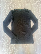 Lauren Ralph Lauren Grey Long Sleeve Cotton Top with Zipper and Shoulder Detail picture