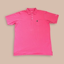 B Draddy Polo Shirt Adult XL Pink Striped Pima Cotton Stretch Pocket Golf Mens picture